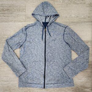 John Varvatos Full Zip Hoodie Sweatshirt Heathered Blue Embroider 3 Stars Men M